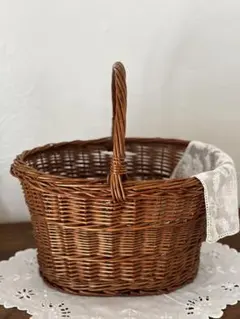 フランスヴィンテージ　パニエ　ピーナッツ型 フランス アンティーク ピーナッツ型 バスケット 36.5cm