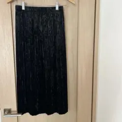 GU 低身長 小柄 プリーツ タイト ロングスカートブラック M