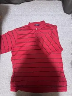 POLO GOLF 赤 ストライプ ポロシャツ