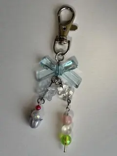 ブルーハワイ風クリームソーダと三色団子のキーホルダー　ハンドメイド