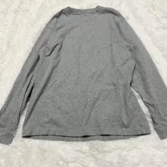【a4593】無印良品 美品 長袖コットンTシャツ グレー M コットン100%