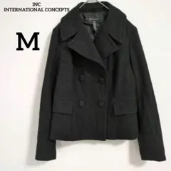 アイエヌシー ピーコート ビッグカラー 長袖 M 黒 ウール オフィス デートのサムネイル