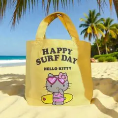 日焼けキティ キャンバス地ミニトート　ランチバッグ イエロー