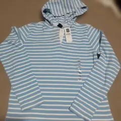 未使用 GAP キッズ パーカー XXL 水色ストライプ