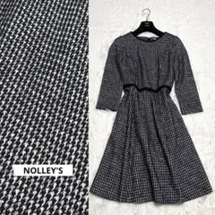 NOLLEY'S☆ジャージーワンピース☆千鳥格子☆七分袖☆フォーマル☆38