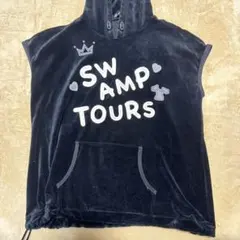 SWAMP TOURS フード付きベスト 黒