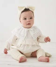 最終値下！！petit main アイボリーフリルロンパース 80cm
