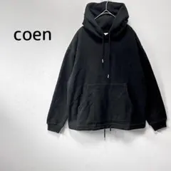 coen ドロスト付きパーカー 黒 M フーディ オーバーサイズ スウェット