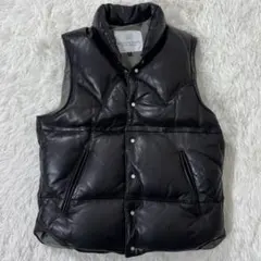 UNITED ARROWS ダウンベスト ラムレザー 羊革 ブラック 本革 S