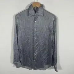 ARMANI COLLEZIONI シルク100% ストライプシャツ 高級感のサムネイル