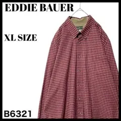 エディーバウアー ボルドー系 チェック柄 メンズ 長袖シャツ BDシャツ XL