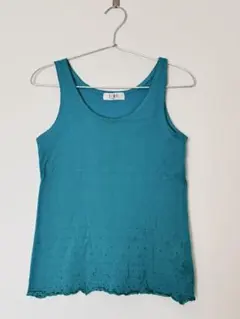 IIMK タンクトップ ターコイズブルー 裾刺繍のサムネイル