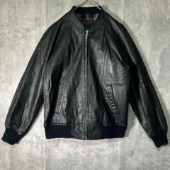 ヴィンテージ レザージャケット 裏地総柄ブランケット 黒 牛革 本革