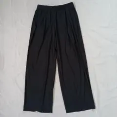 【美品】UNIQLO　ウルトラストレッチ エアリズム ワイドパンツ　ブラック M