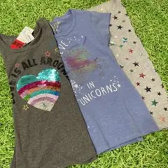 新品特価❗️キッズフレンチスリーブTシャツ2枚➕1枚オマケ10-12サイズ 女の子