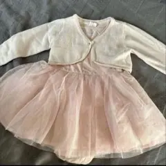 70cmH&M ピンク チュチュワンピース カーディガン付きオールドネイビー