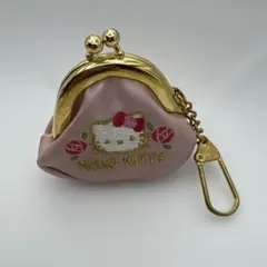 ハローキティ がま口 ミニポーチ キーホルダー ピンク レトロ
