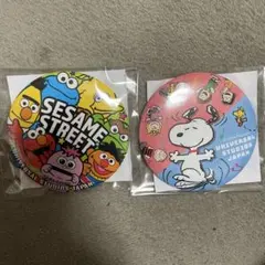 USJ限定缶バッジ セサミストリート スヌーピー 2個セット 新品未開封品