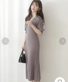 フロント釦ロングニットワンピース　プロポーションボディドレッシング