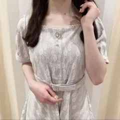 evelyn レース 半袖ミニワンピース