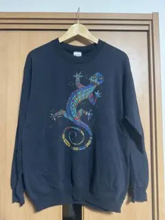 GILDAN トカゲ柄 スウェット ブラック M