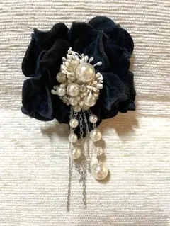 コサージュ/グリーンフラワー/ベロア調