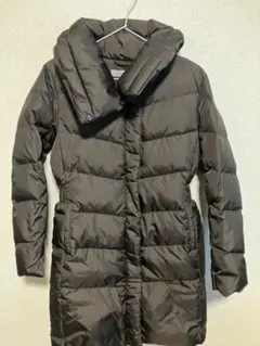 ユニクロ ストレッチダウンコート ショールカラー Aライン ブラウン L