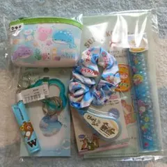 【039】ブルー 水色系 ステーショナリー キャラクターグッズ まとめ売り