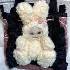 コヤンイサムチョン　トートバッグ　オッドアイ　ベロア　フリルトートバッグ