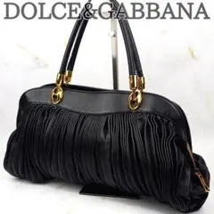 DOLCE＆GABBANA ドルガバ ハンドバッグ プリーツ レザー 黒 希少のサムネイル