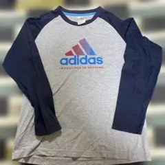 adidas 長袖Tシャツ 160cm グレー/ネイビー