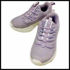 【美品】キッズスニーカーパープル16.0メッシュ 軽量簡単通園通学幼児紫子ども靴