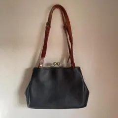 tener. 口金リュック がま口 2WAY レザーバッグ ブラック