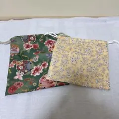 ハンドメイド　花柄　巾着袋　2個セット