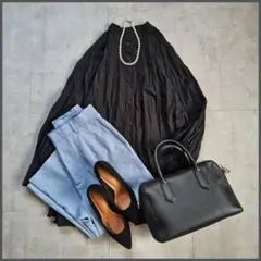 きれいめ オフィスカジュアル 大人カジュアル コーデ売りきれい色 ブラック