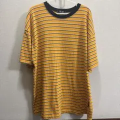 マスタードイエロー　ボーダー　半袖Tシャツ