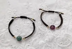 [No.3] 天然石2種のマクラメブレスレット クリソコラシリカ フローライト