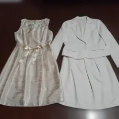 セレモニースーツ　ワンピース 3点セットアイボリー　白　 フォーマル　お祝い