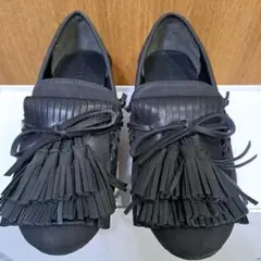 【美品】 antiqua(アンティカ) 大人気！モカシンシューズ　ブラックS