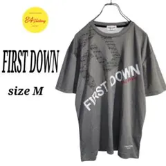 FIRST DOWN プリントTシャツ 半袖 メッシュ 灰 メンズ M