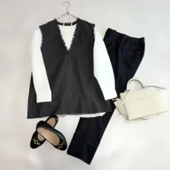 【極美品】オフィスカジュアルコーデ 3点セット M 通勤 体型カバー