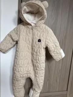 【手袋付き‼︎】ベージュ フリースロンパース 80cm