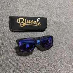 Binocle サングラス 黒/青 紫レンズ ケース付き