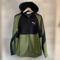 PUMA フルジップフーディ オリーブグリーン/ブラック　Mサイズ