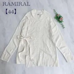 ☆RAMIRAL☆ロングニット ケーブルサイドりぼん おしゃれニット 3L
