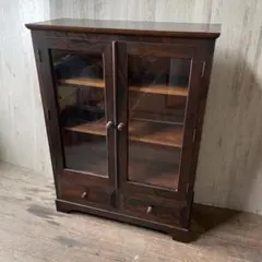 民芸家具 書棚 本棚 ガラスキャビネット アンティーク家具 ガラス扉 和家具