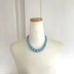ターコイズ・トルコ石風 1連 チョーカーネックレス ライトブルー