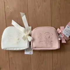 スヌーピー　ポーチ　スヌーピー リボン付きポーチ 2個セット　SNOOPYポーチ