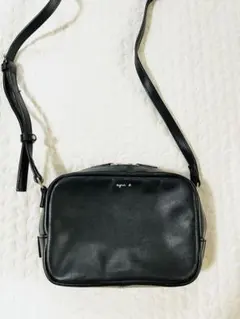 アニエスベー agnes b. ミニ ショルダーバッグ / 黒 ブラック 牛革