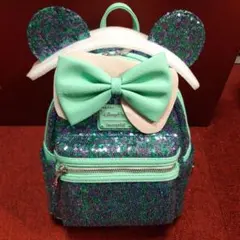 ディズニーストア　ラウンジフライ　ミニー　スパンコールリュック　ミントグリーン